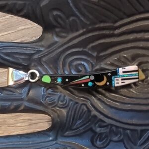 Galaxy Native American Inlay Gemstone Sterling Silver Pendant